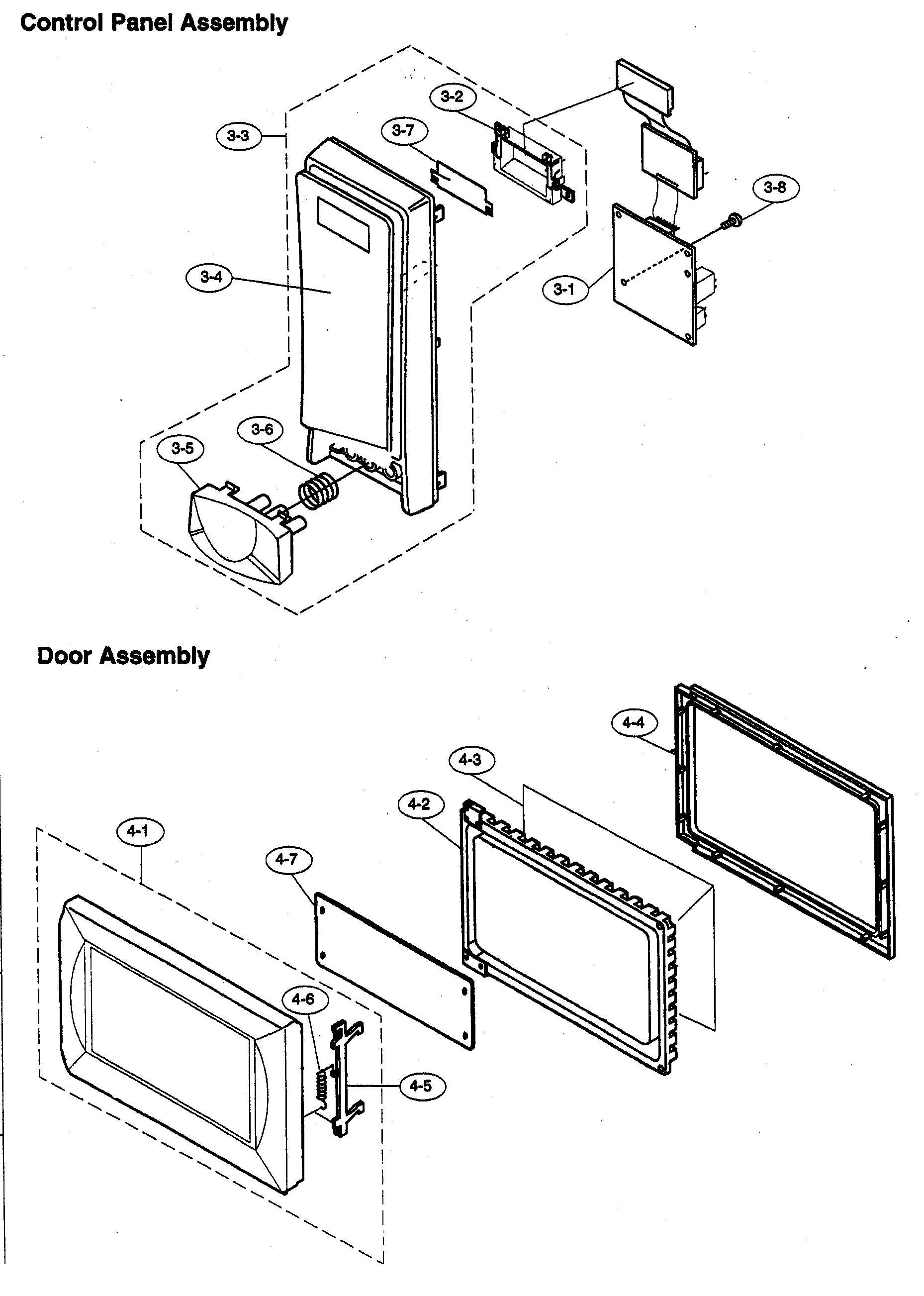 Control panel assy/door assy