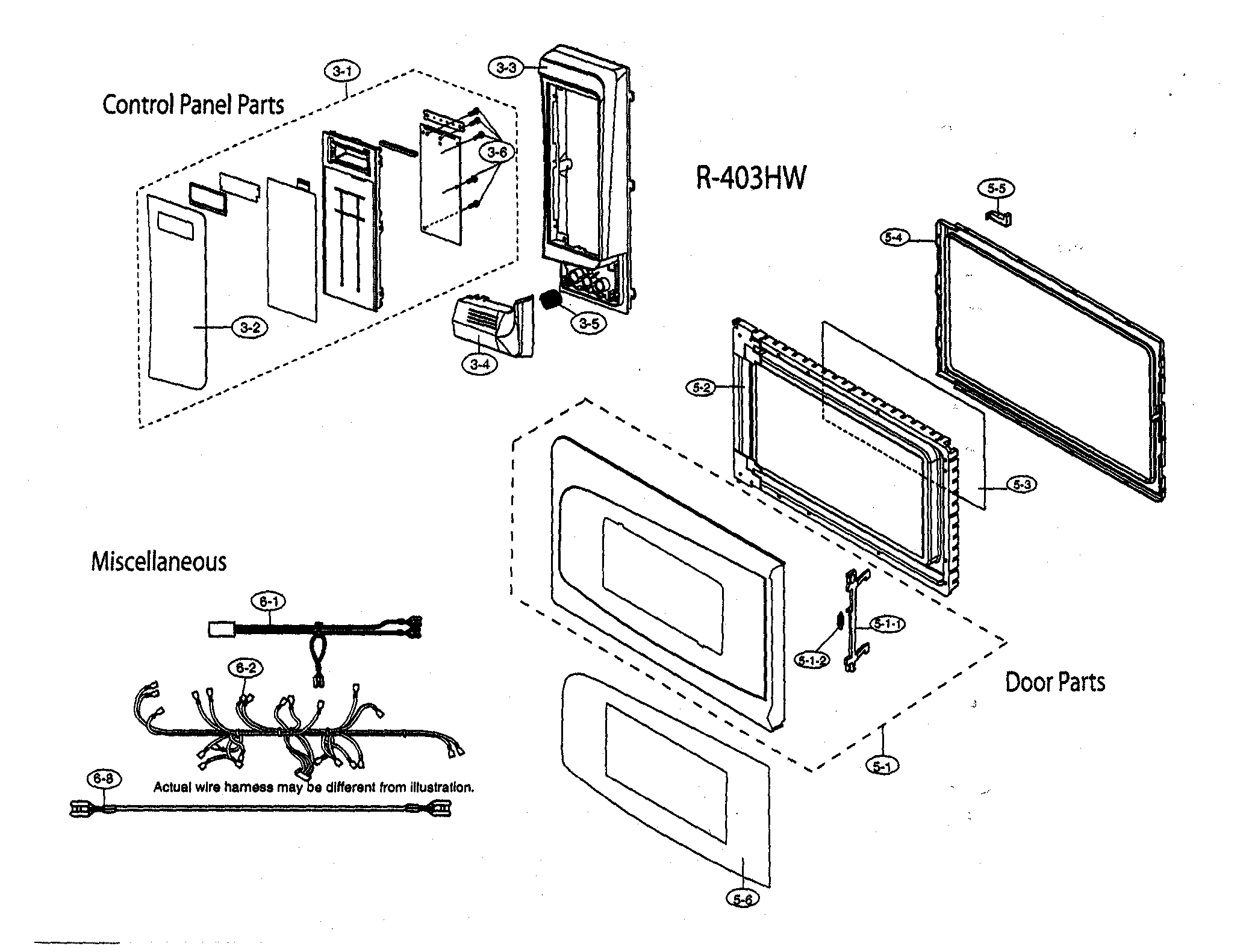 Control panel/door parts/miscellaneous