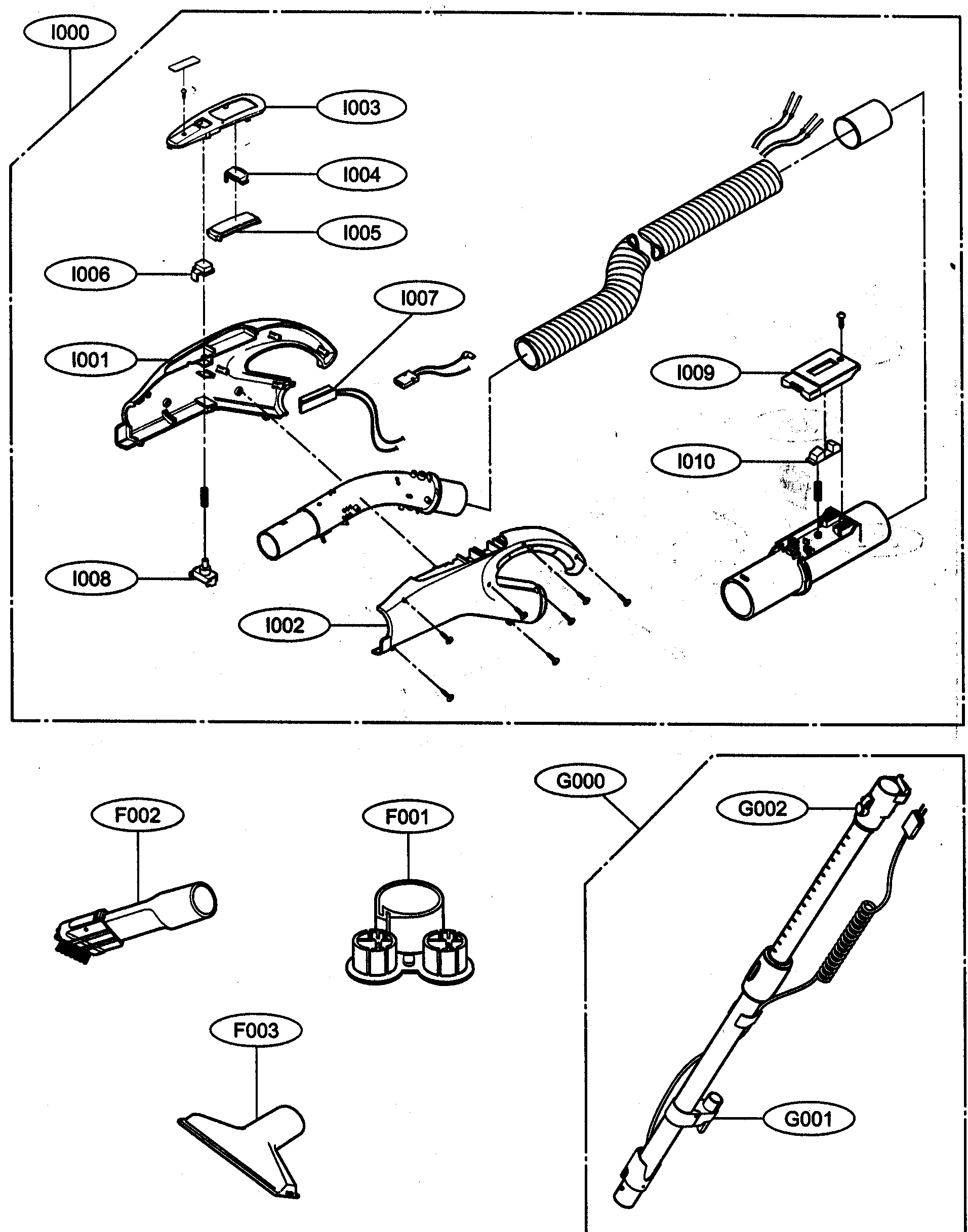 Accessory holder/hose assy