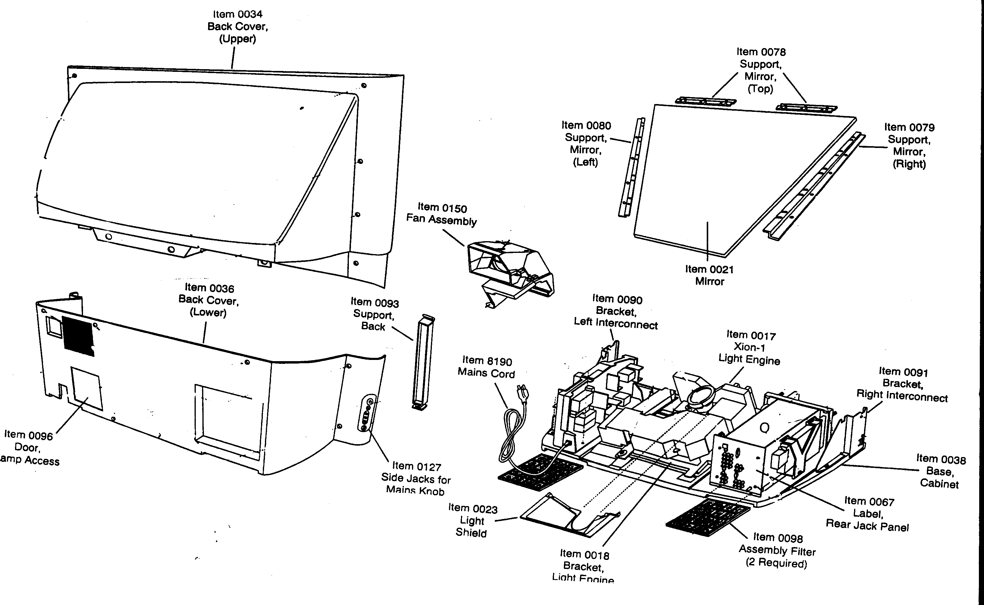 Back cabinet parts