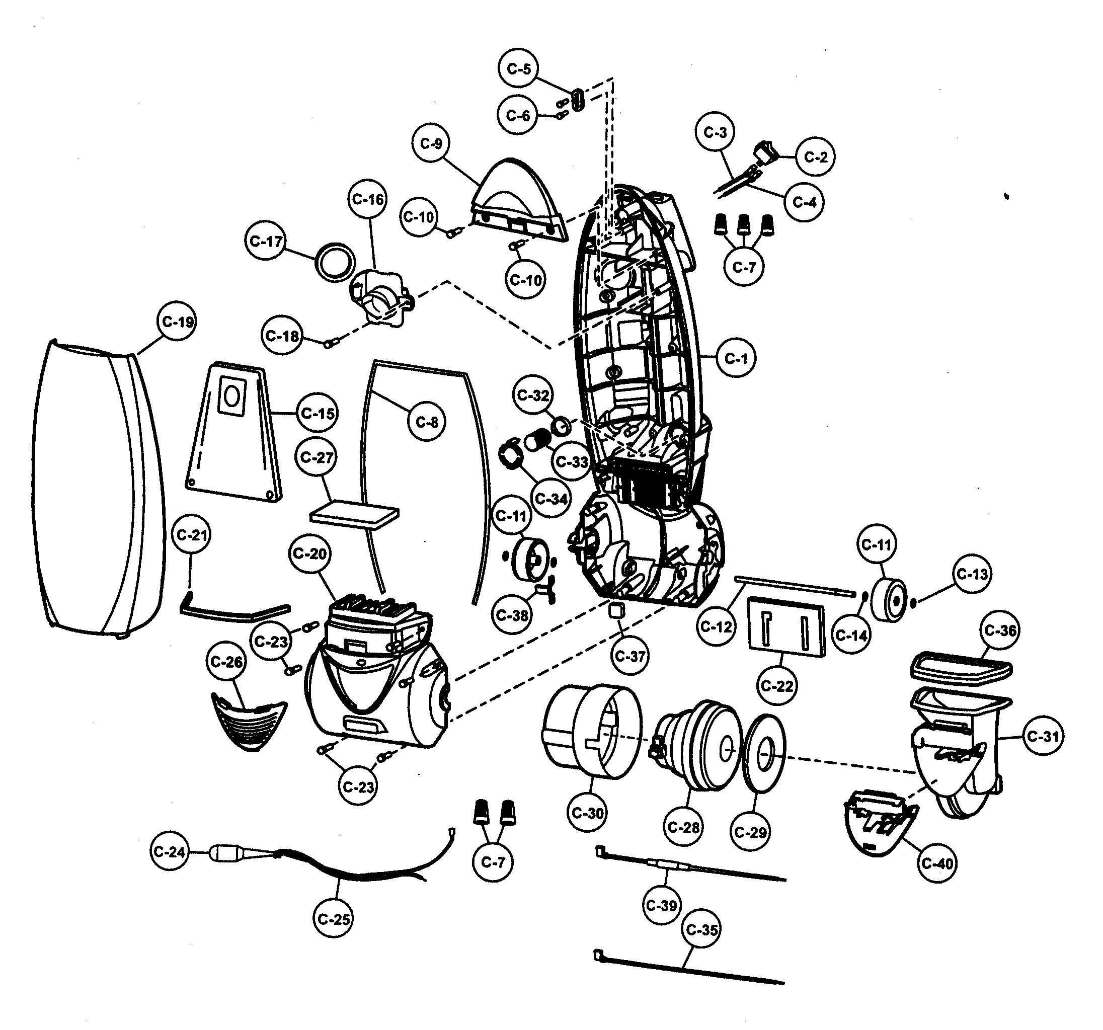 Motor housing/motor/body