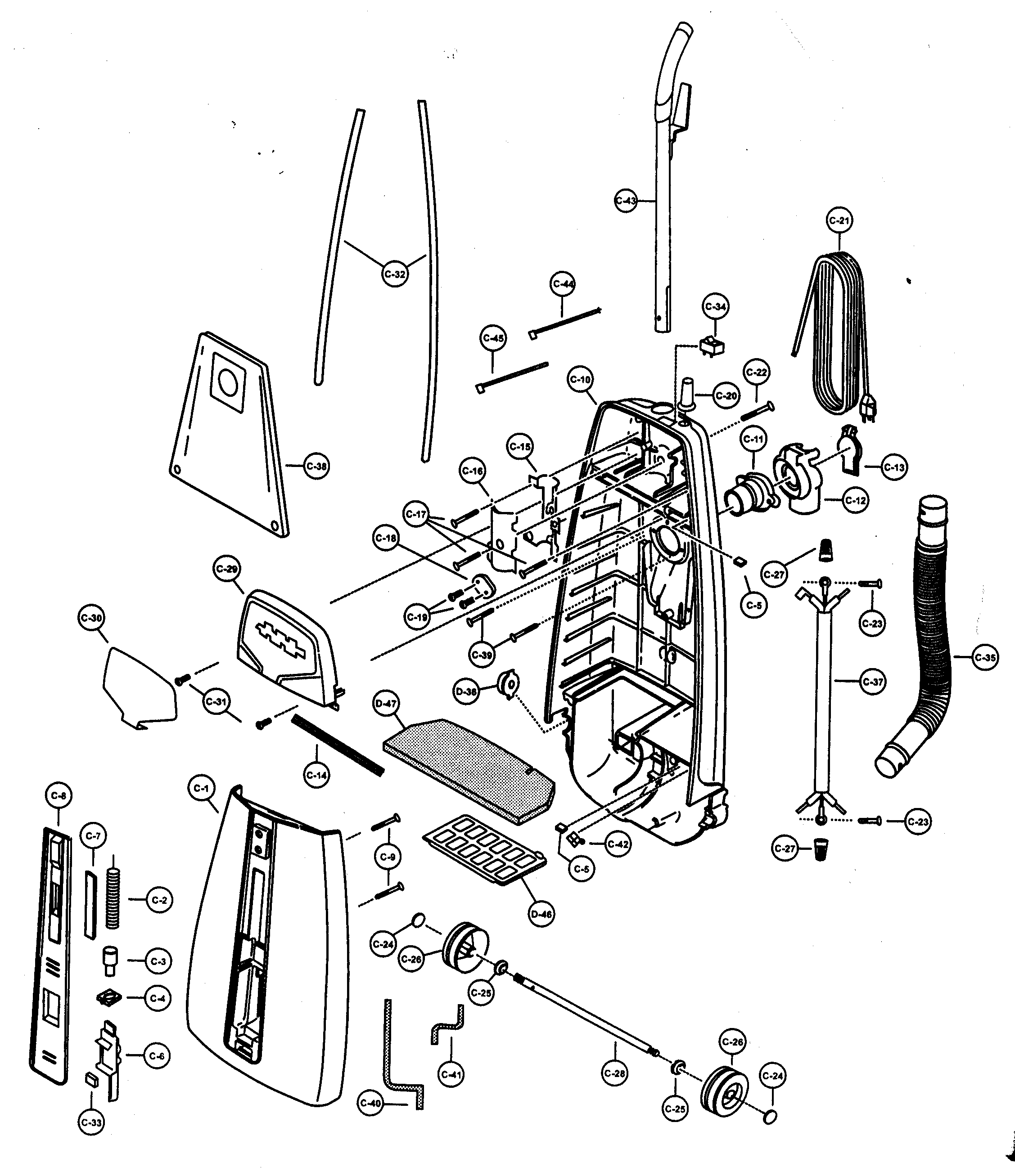 Dust container/handle