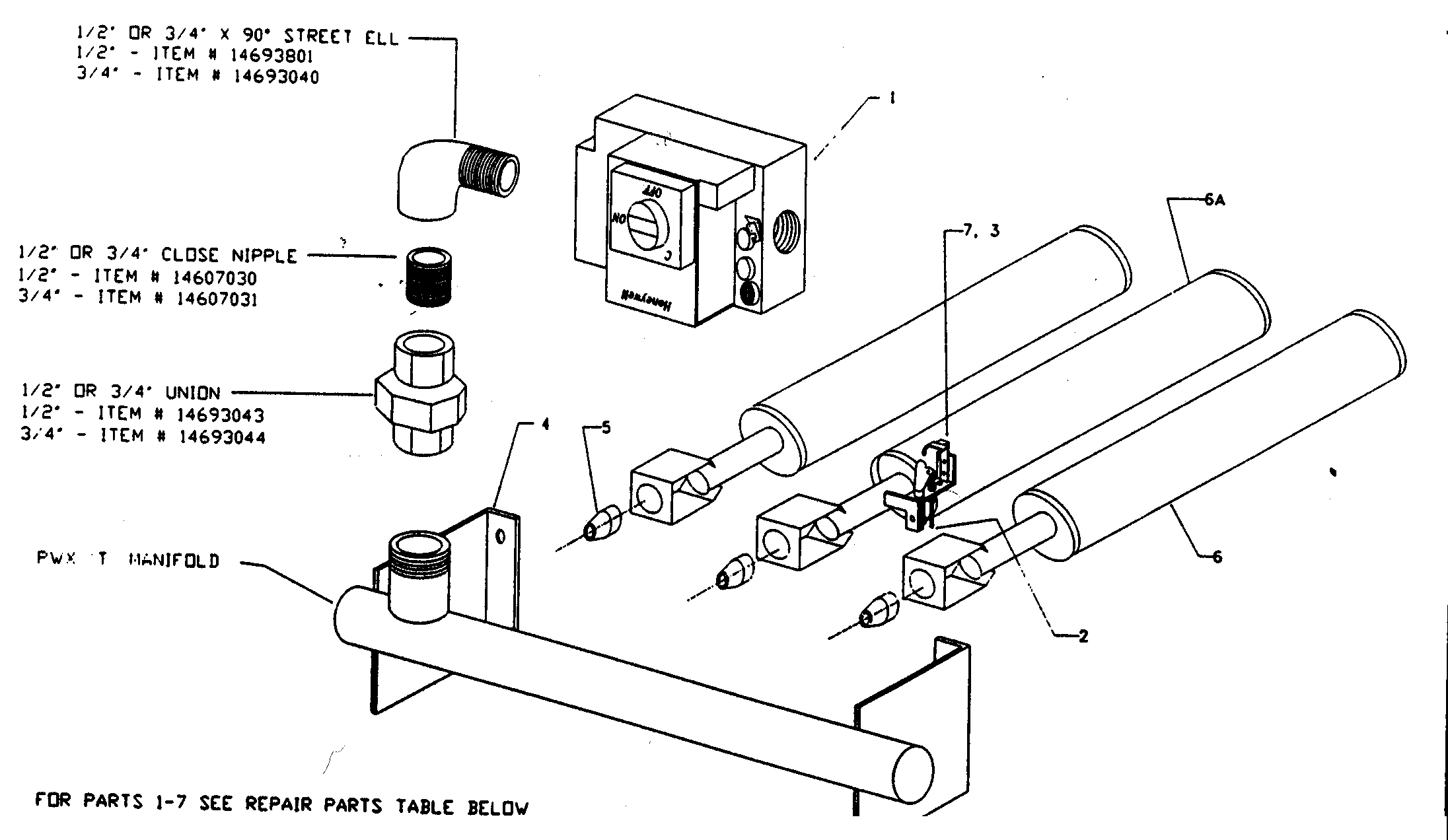 Natural gas burner/manifold assy