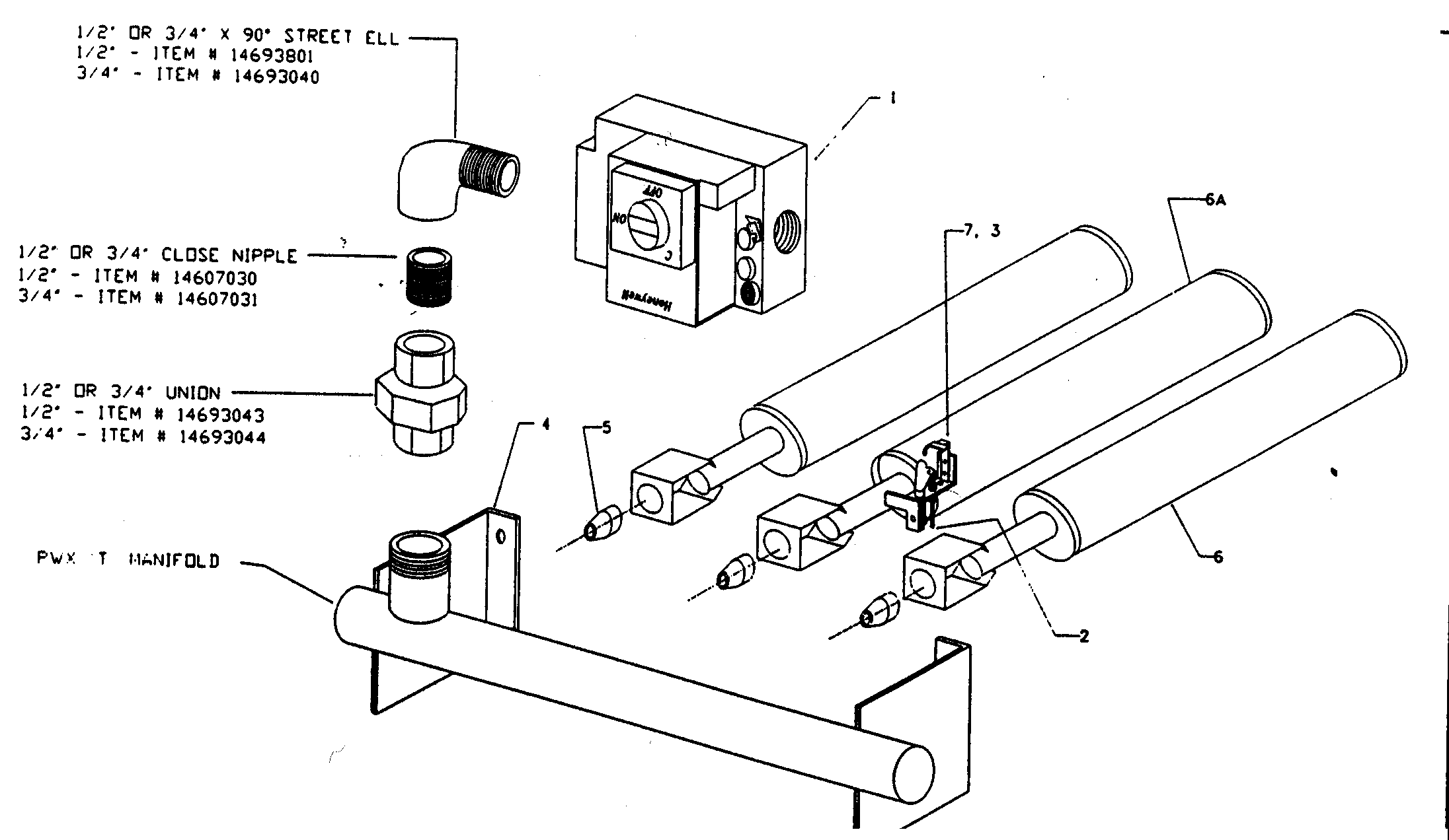 Natural gas burner/manifold assy