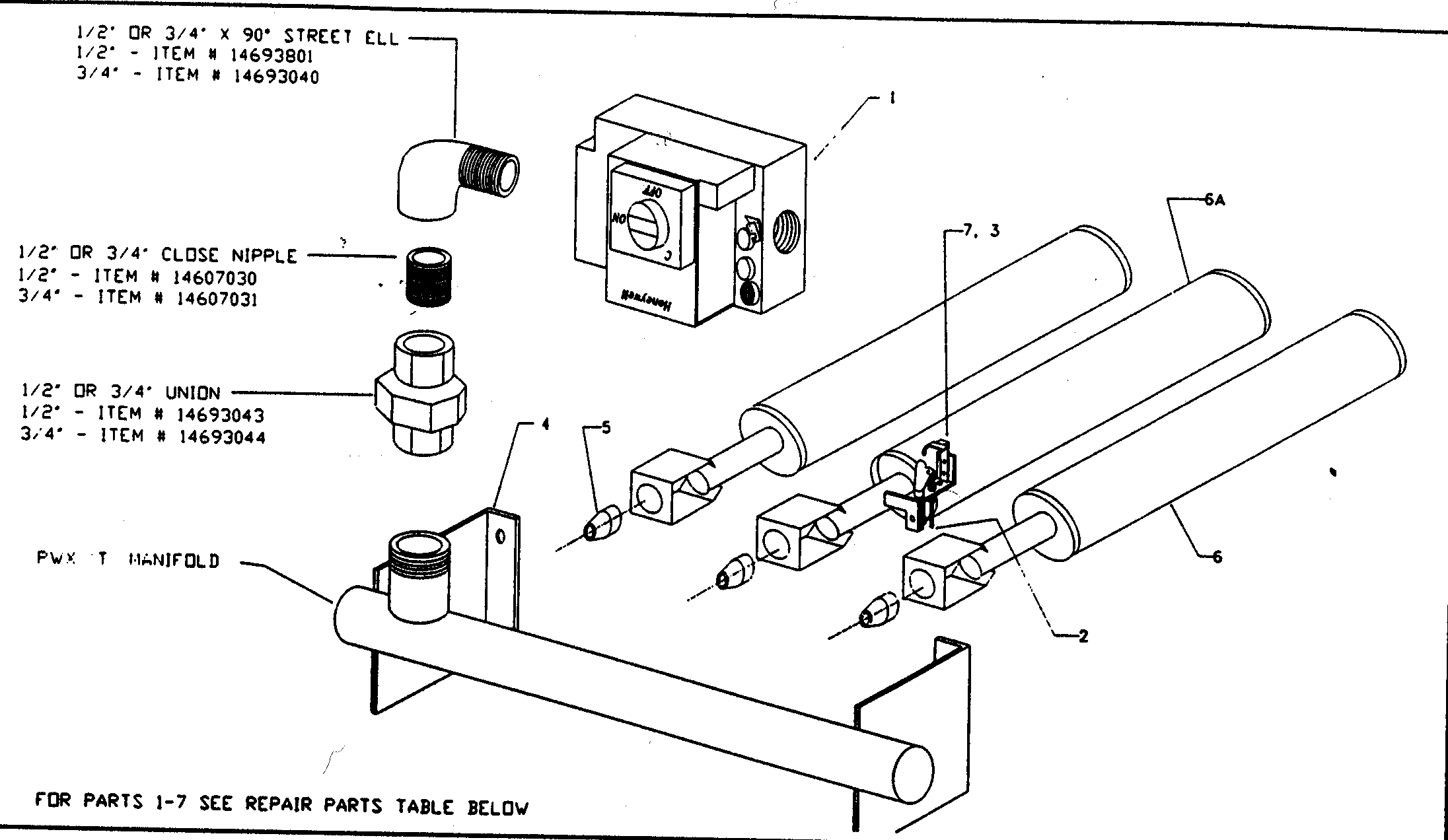 Natural gas burner/manifold assy