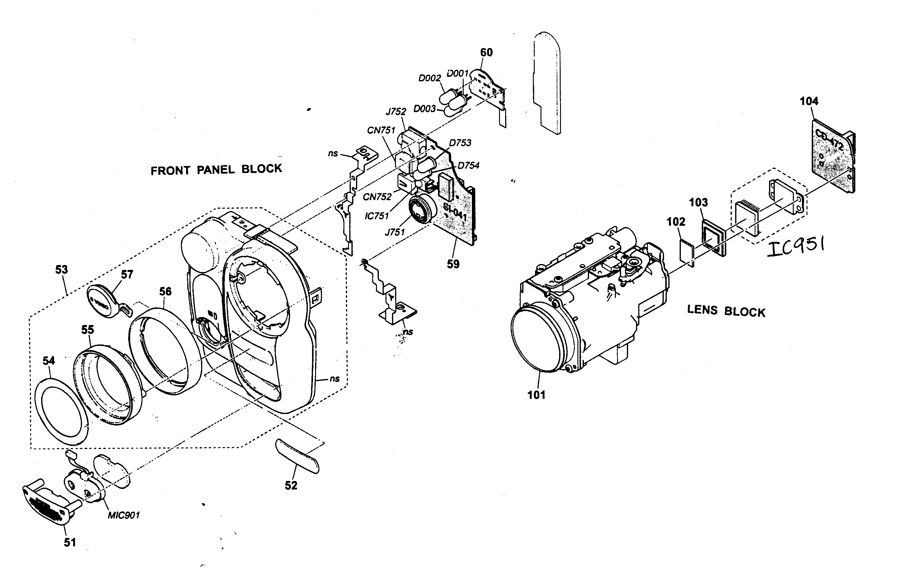 Front panel/lens block