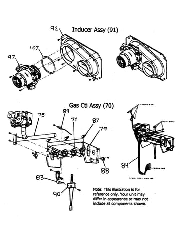Inducer assy/gas control assy
