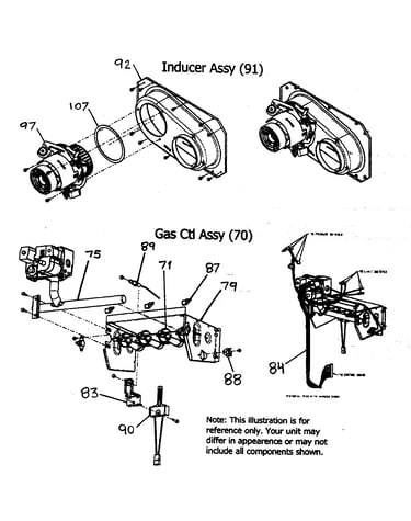 Inducer assy/gas ctl assy
