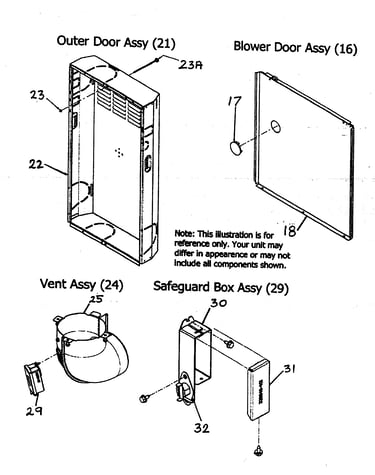 Outer door assy/vent assy