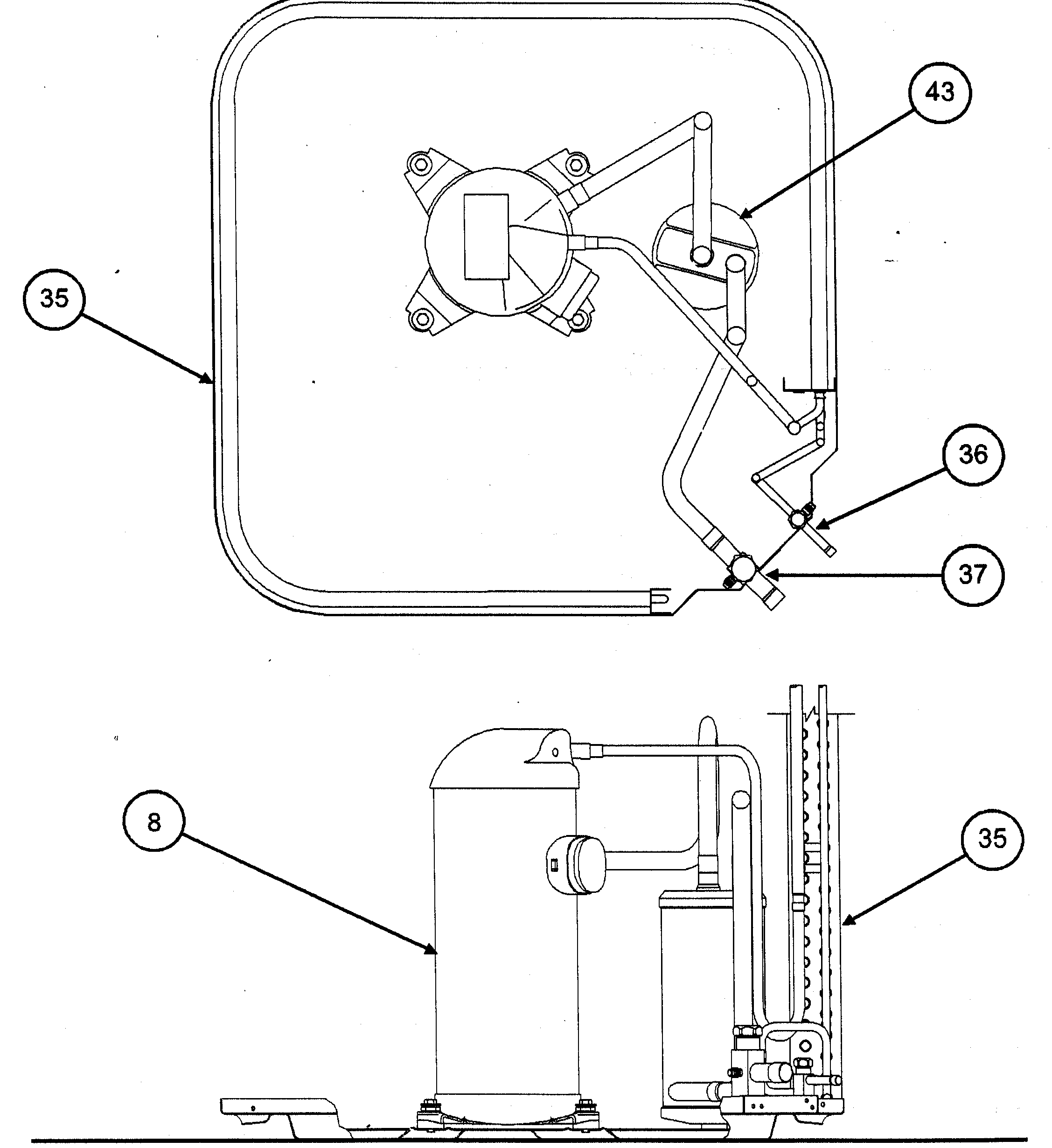 Compressor/condenser coil