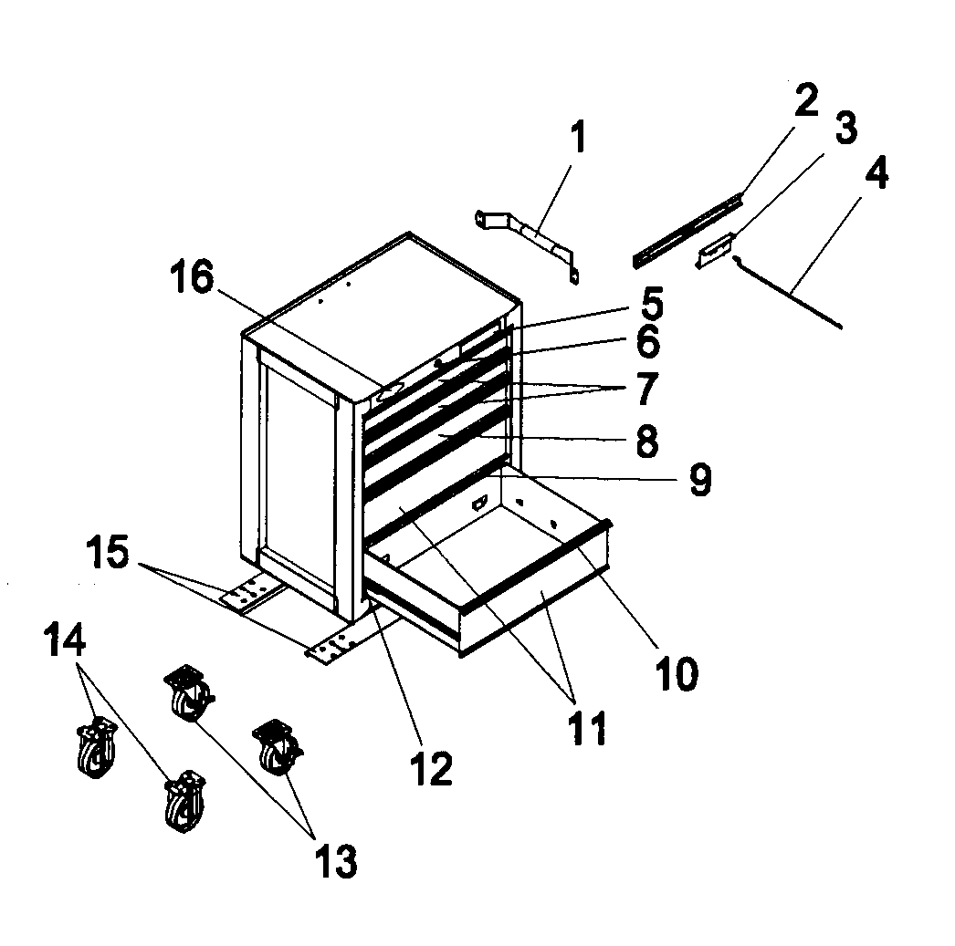 5 drawer roll away
