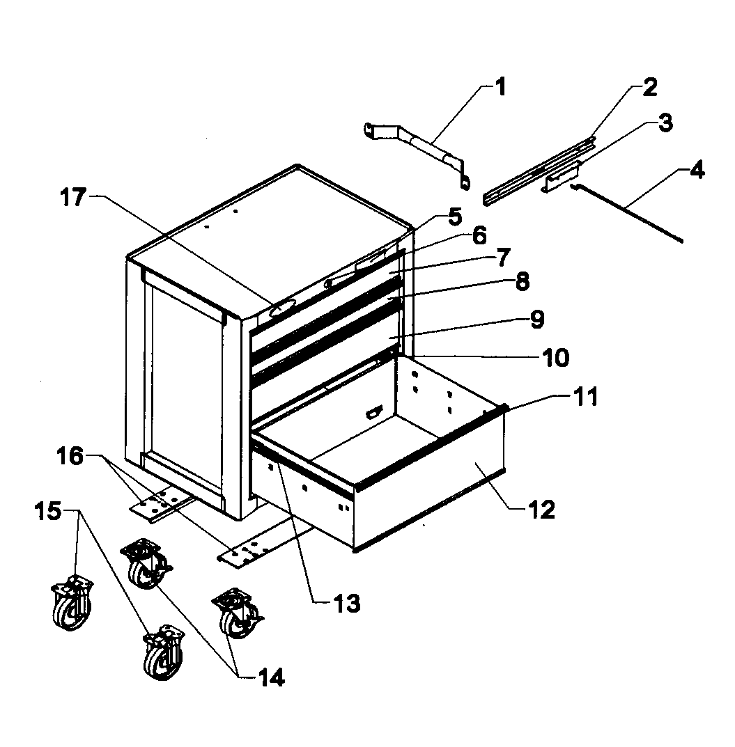 4 drawer roll away