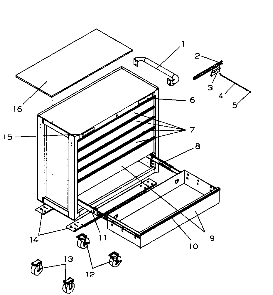6 drawer roll away