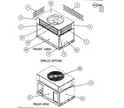 Carrier 50JX042300 front view/grille option/rear view diagram