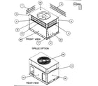 Carrier 50JX048300 front view/grille option/rear view diagram