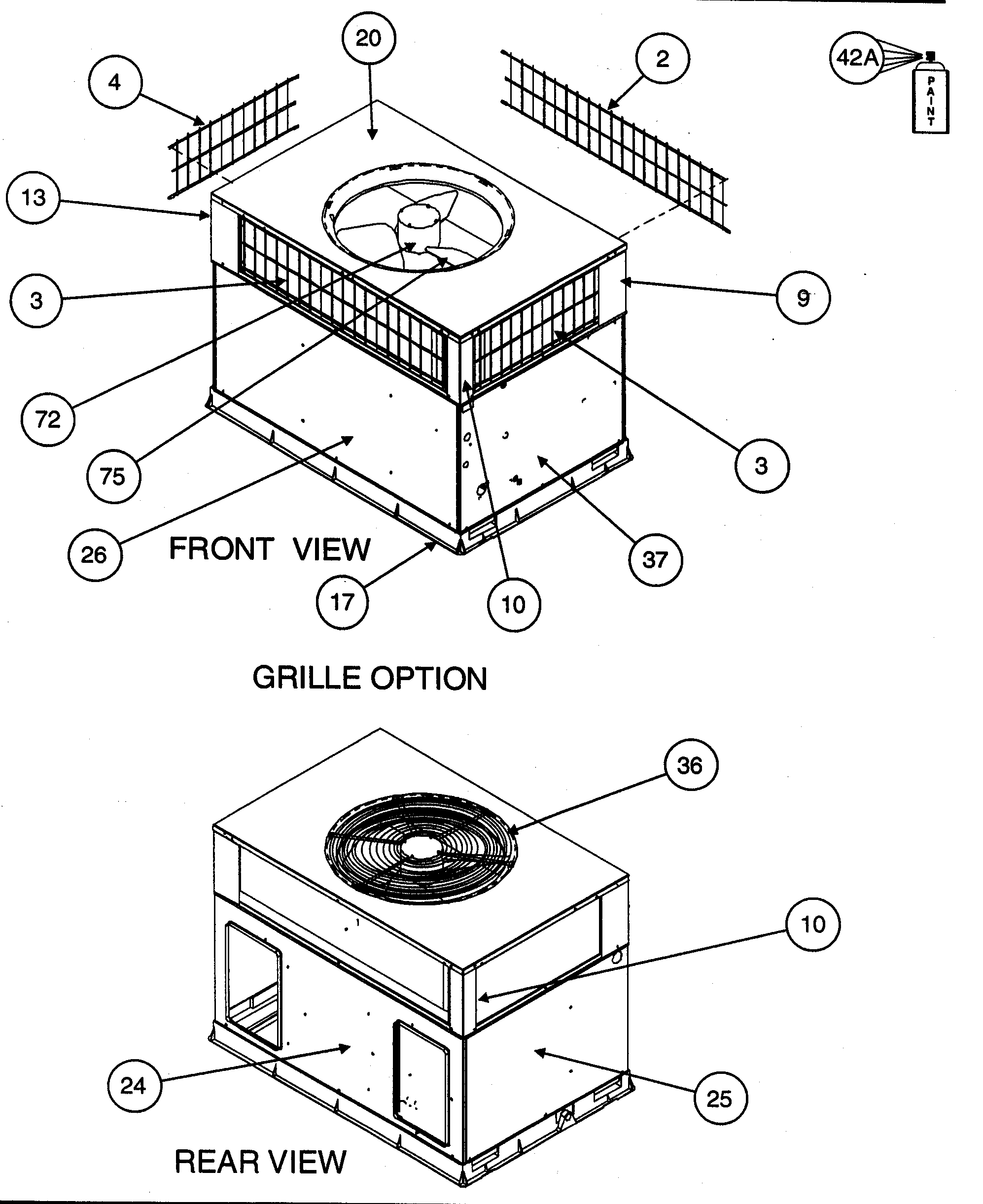 FRONT VIEW/GRILLE OPTION/REAR VIEW