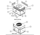 Carrier 50JS042300 front view/grille option/rear view diagram