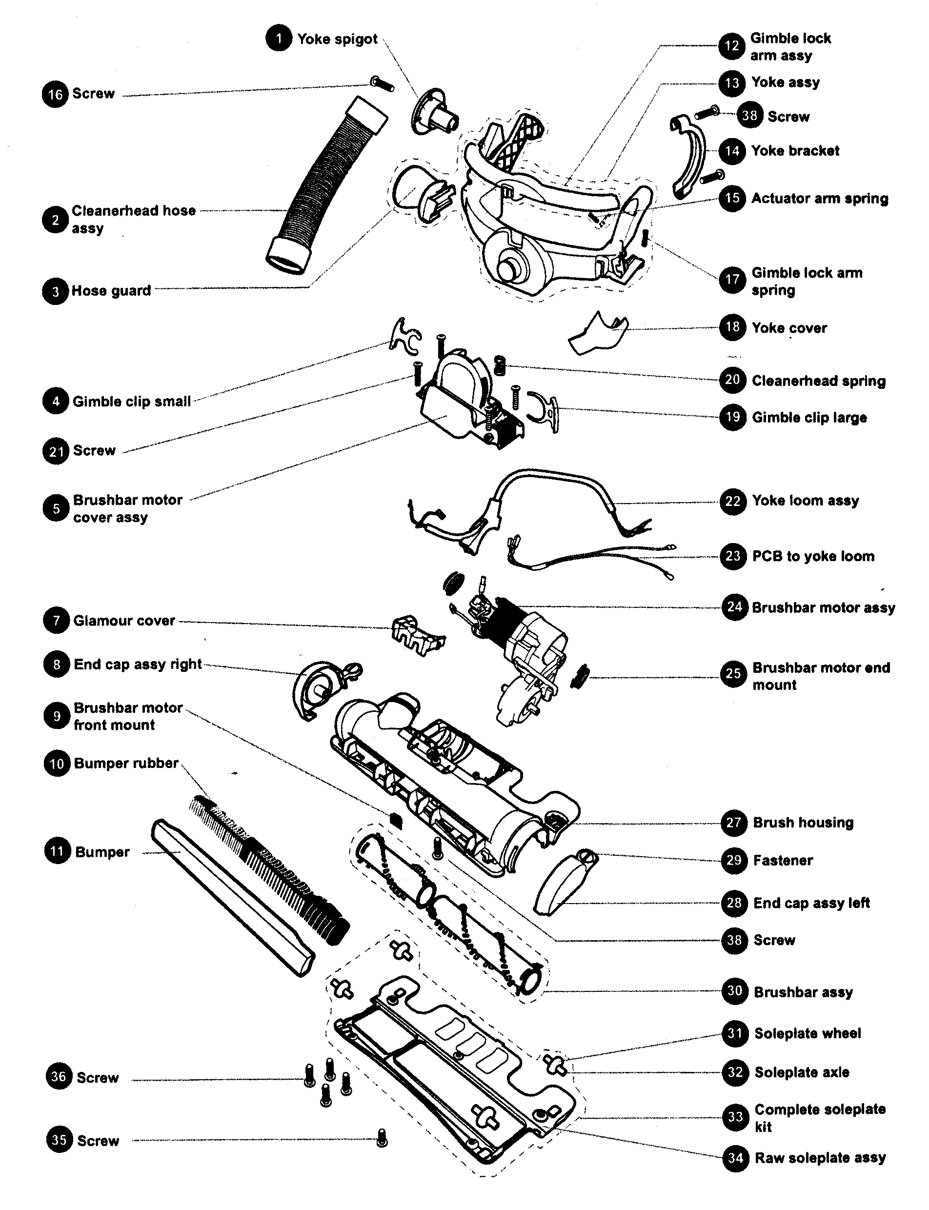 Cleanerhead/yoke assy