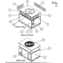 Carrier 48GS060130300 front view/grille option/rear view diagram