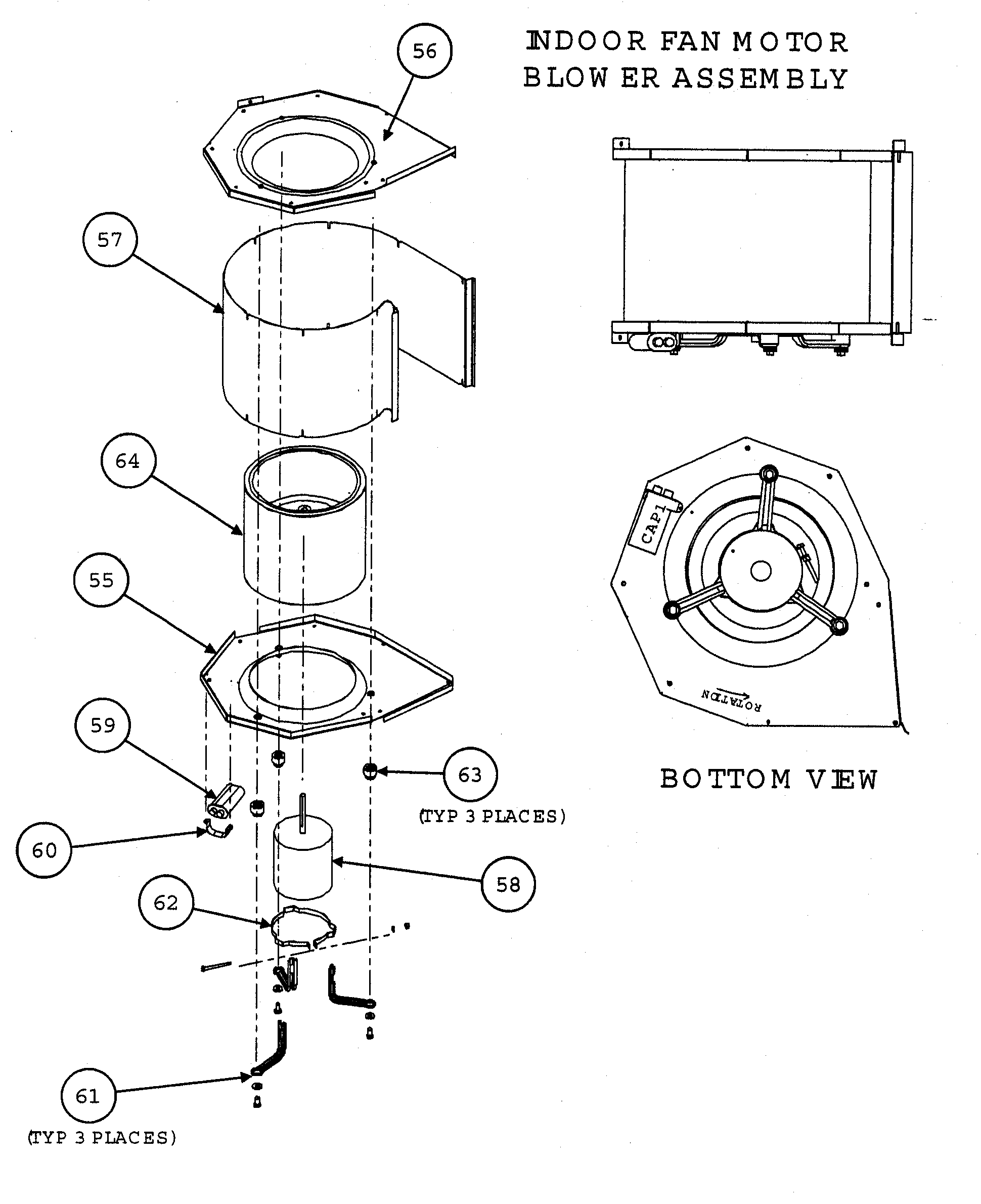 Indoor fan motor/blower assy
