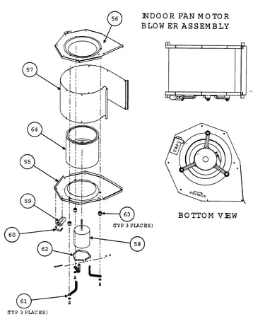 Indoor fan motor/blower assy
