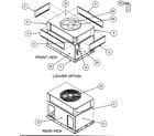 Carrier 48GX060090300 front view/louver option/rear view diagram