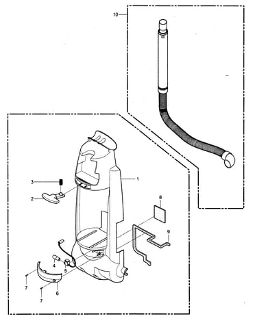 Dust compartment/hose parts