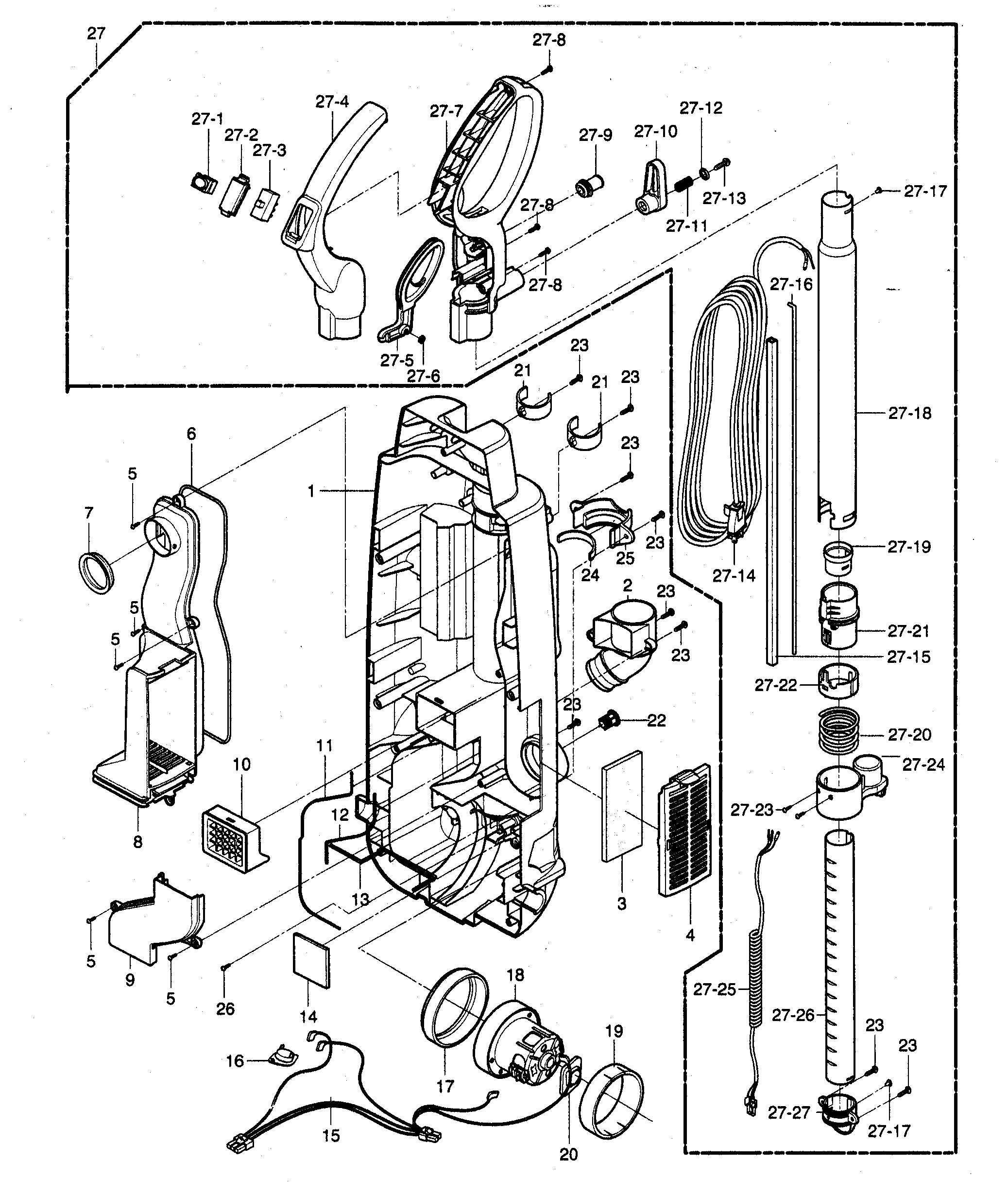 Dust compartment/motor parts