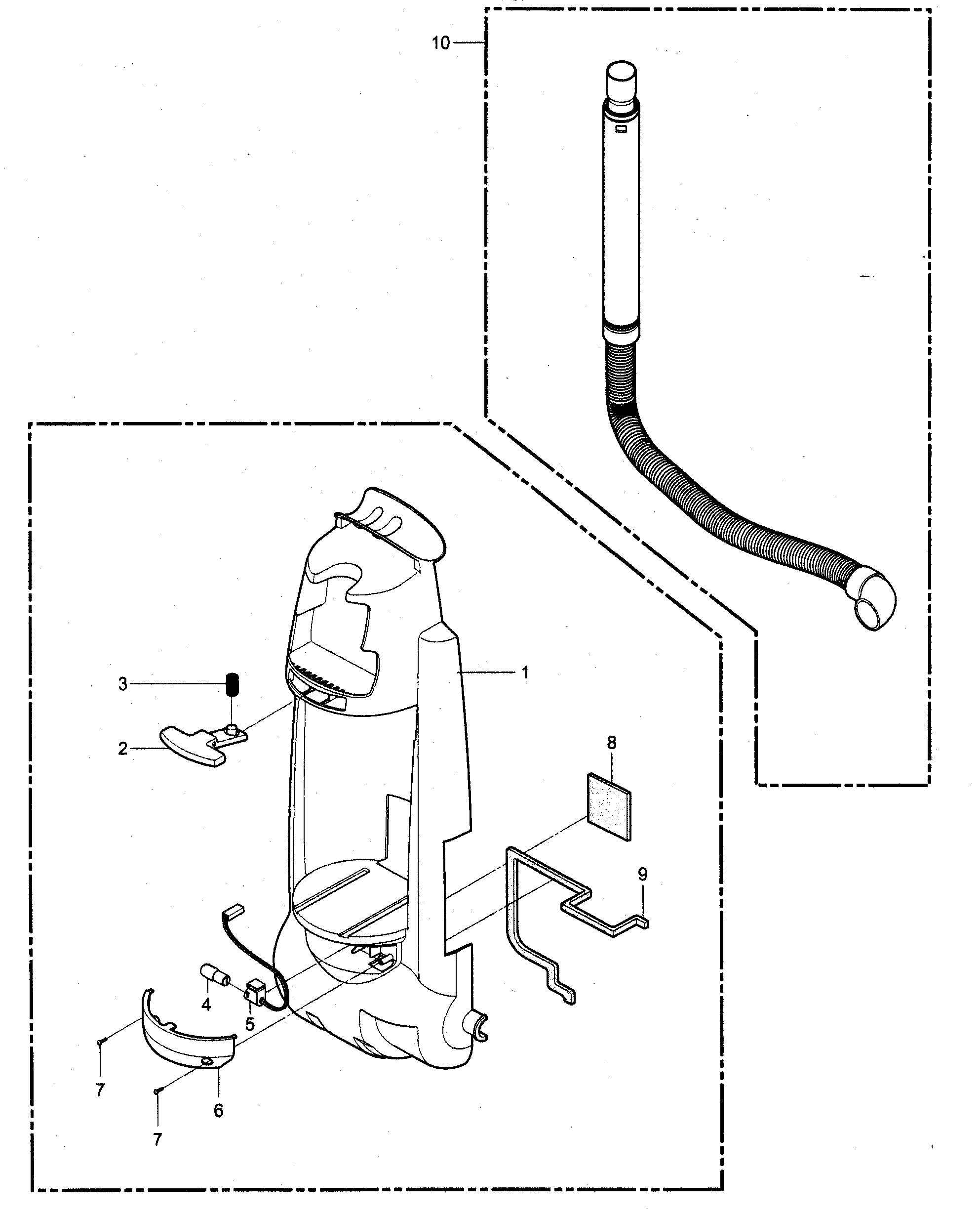 Dust compartment/hose parts