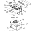 Carrier 50GS018300 front view/grille option/rear view diagram