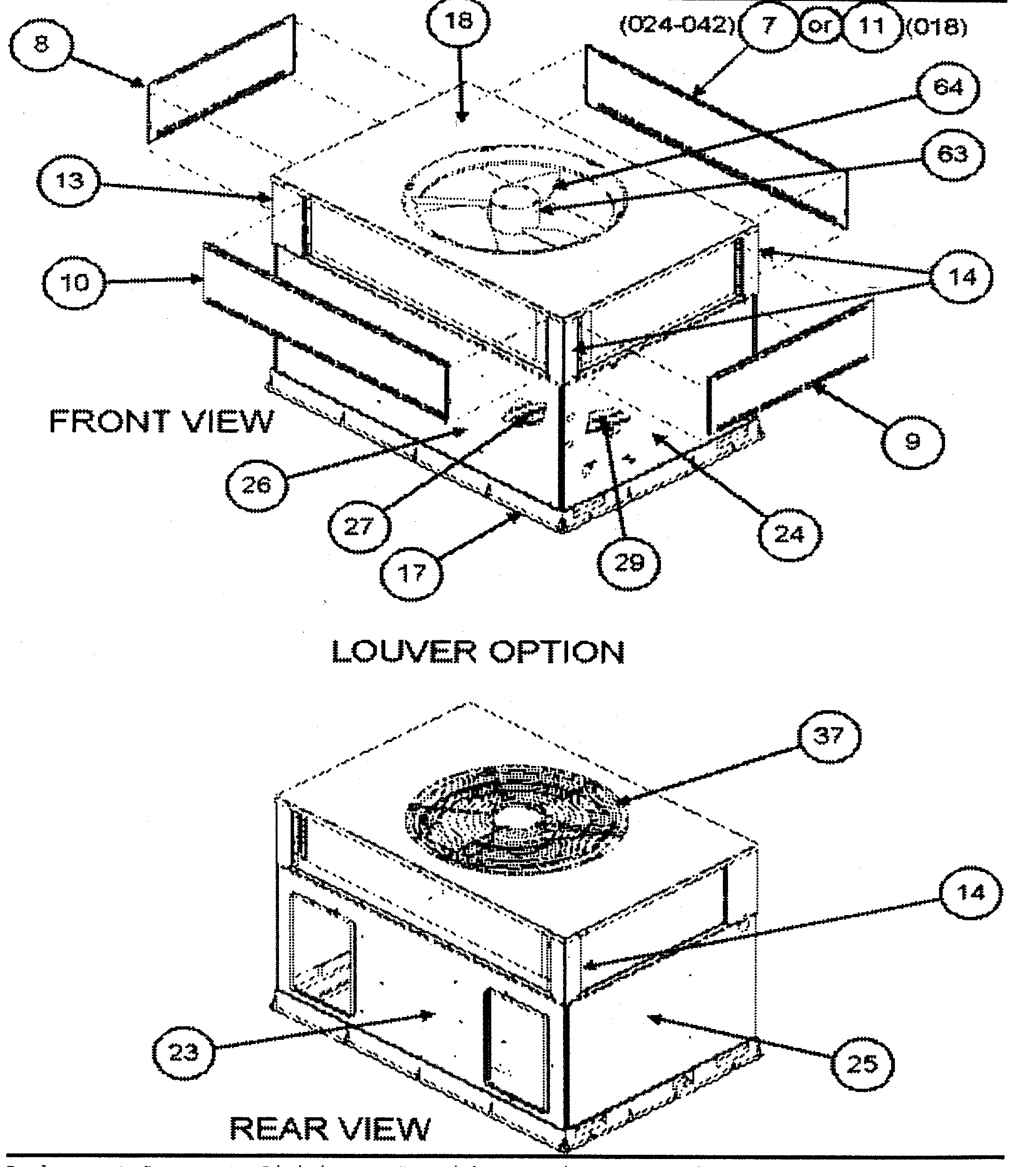 FRONT VIEW/LOUVER OPTION/REAR VIEW