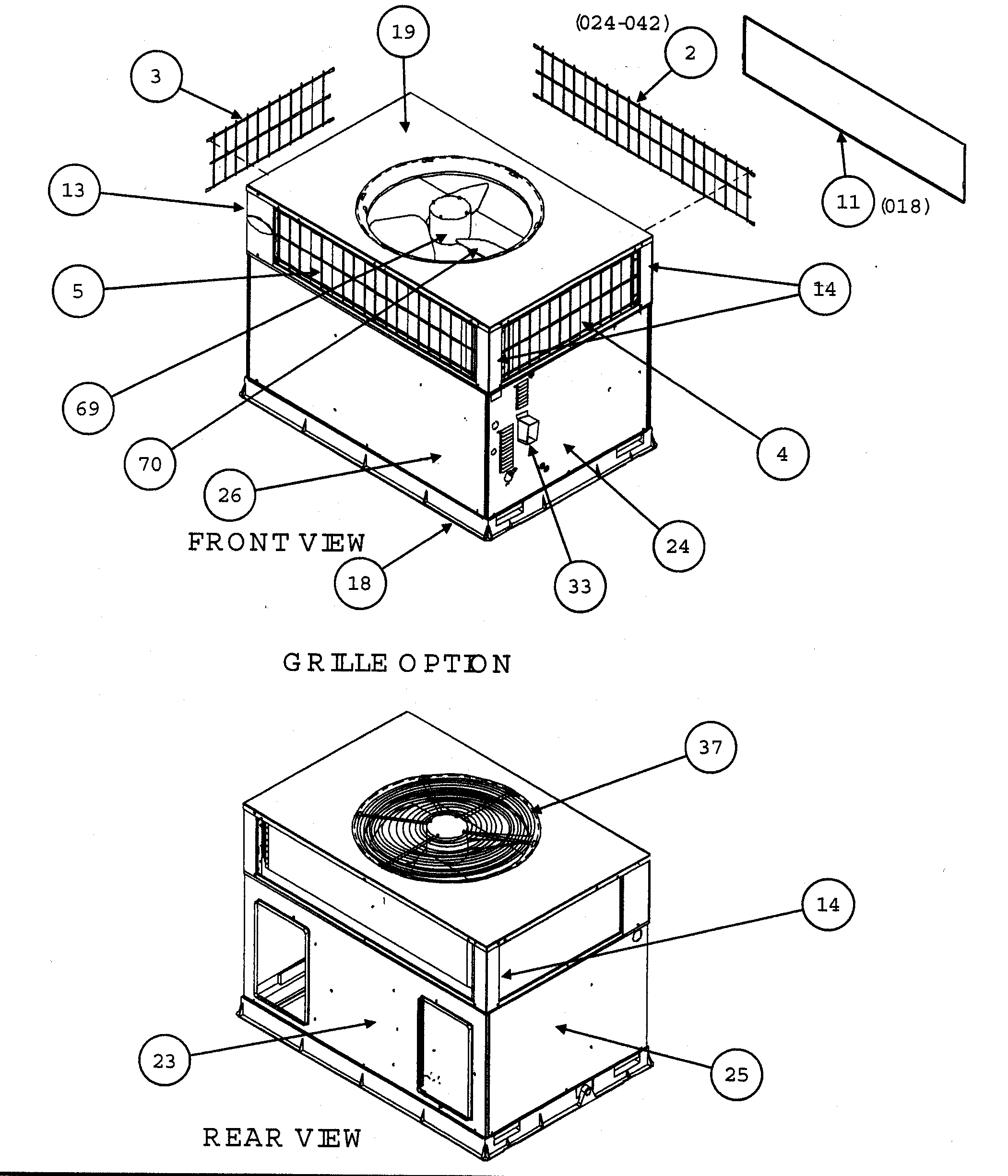 FRONT VIEW/GRILLE OPTION/REAR VIEW