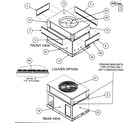 Carrier 50GL042300 front view/louver option/rear view diagram