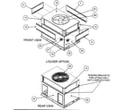 Carrier 50GL024310 front view/louver option/rear view diagram