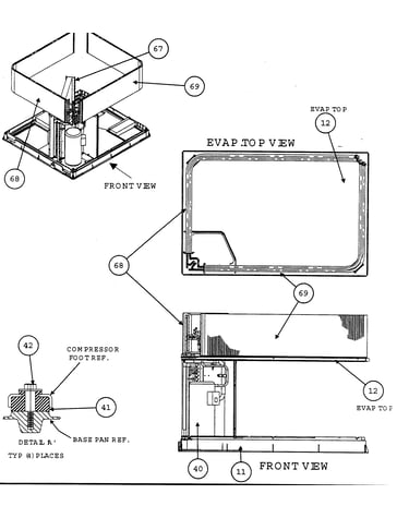 Evap top view/front view