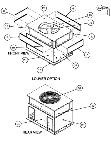 Front view/louver option/rear view