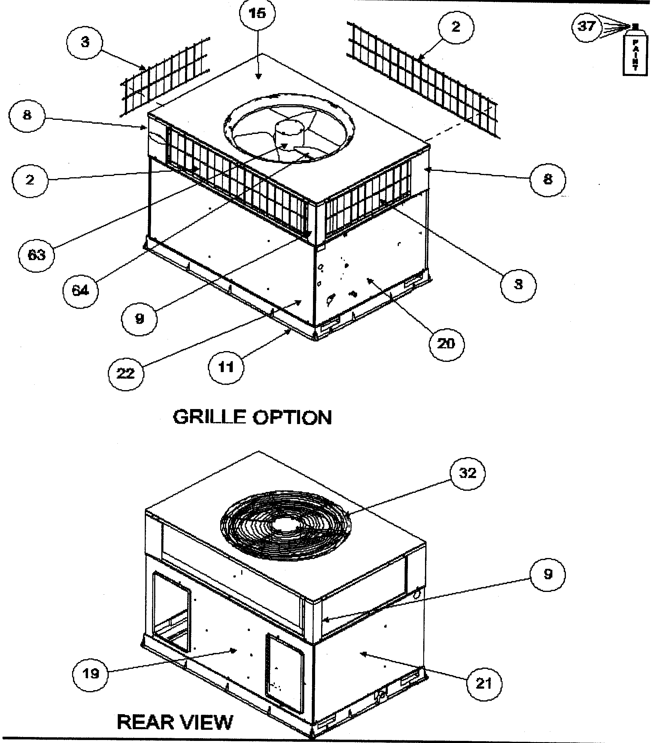 FRONT VIEW/GRILLE OPTION/REAR VIEW