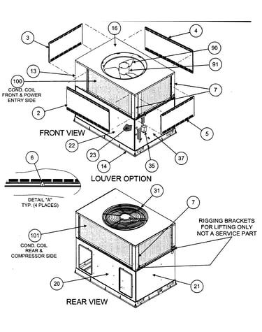 Front view/louver option/rear view
