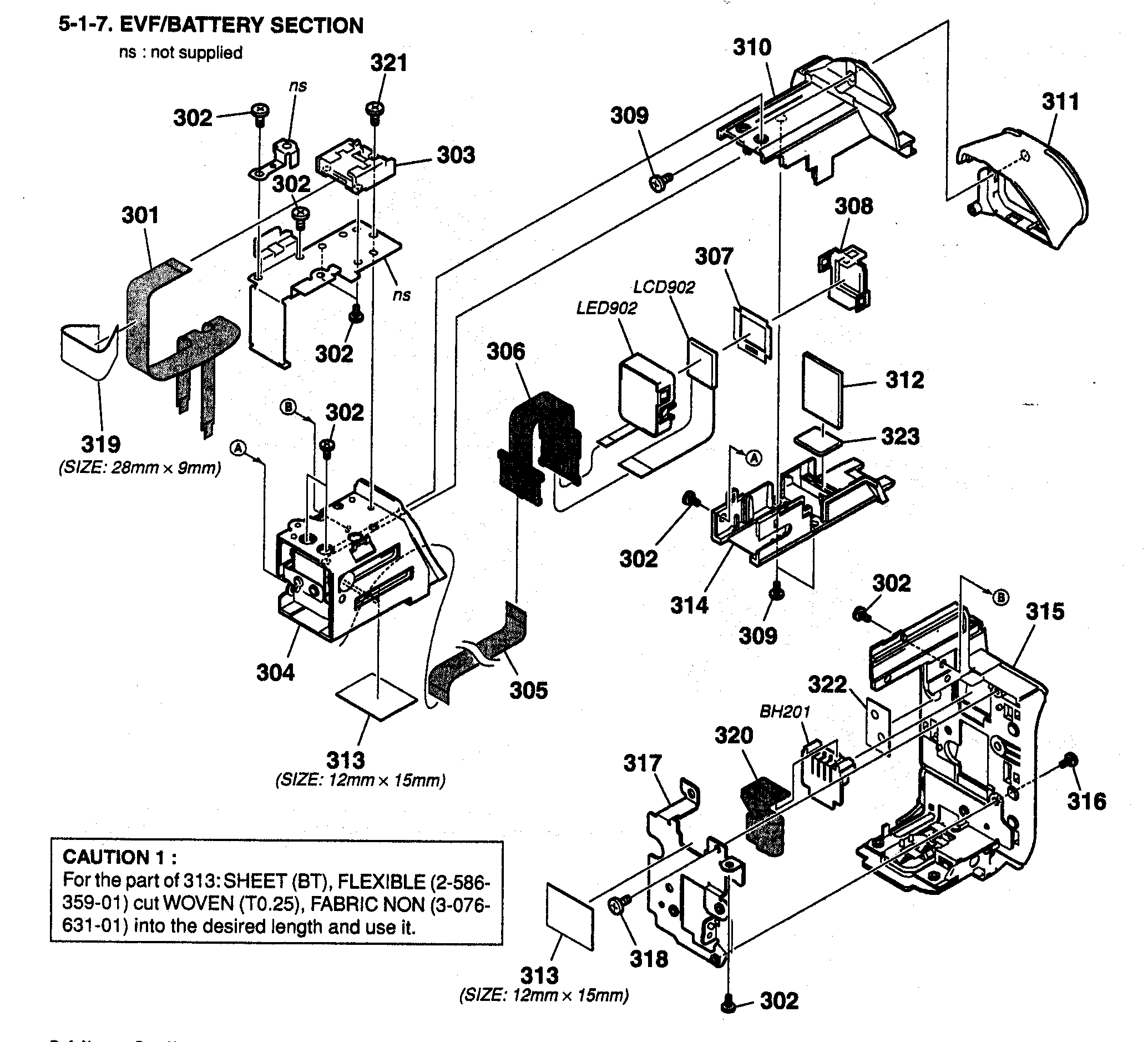 Evf/battery section