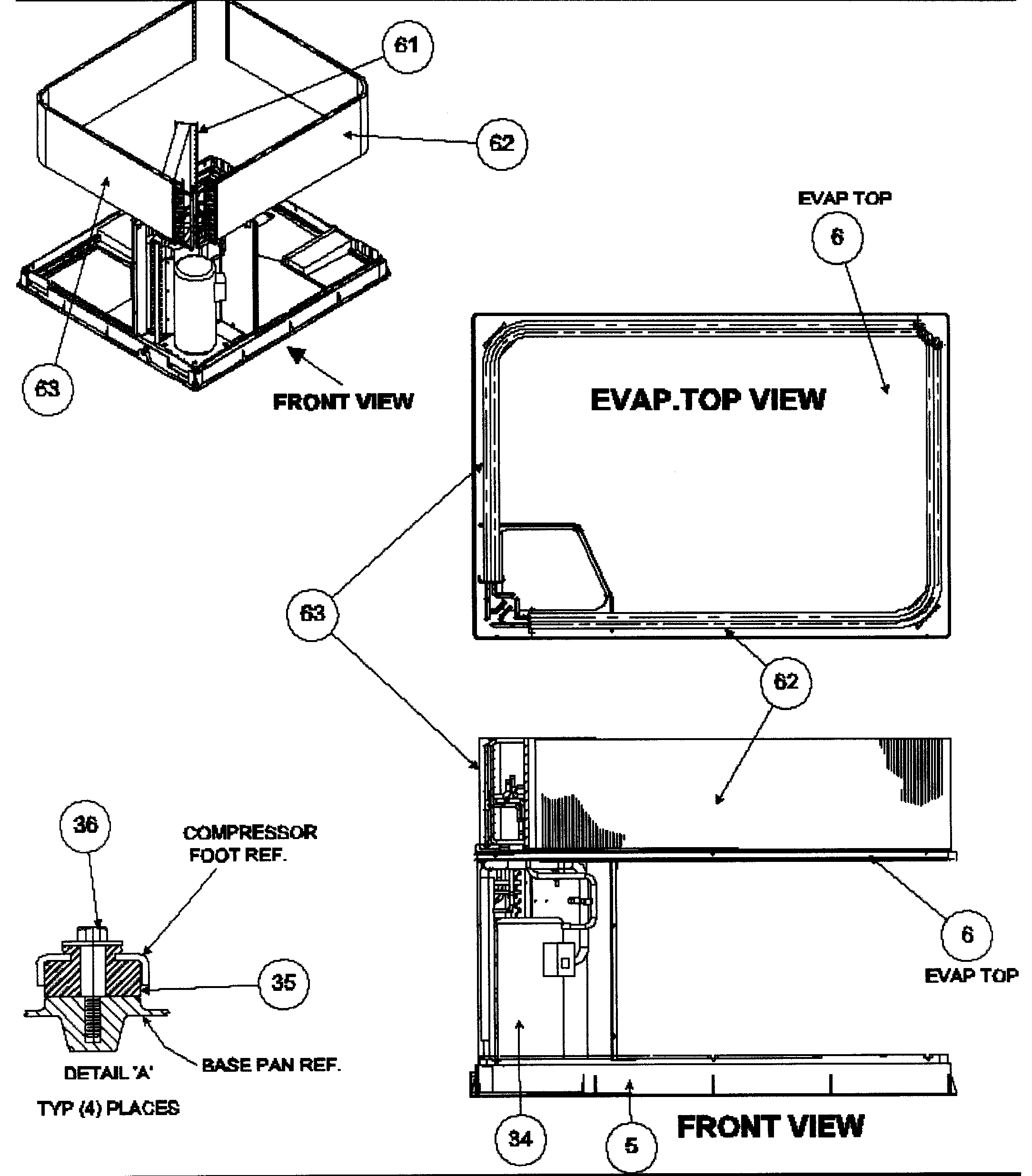 EVAP TOP VIEW/FRONT VIEW