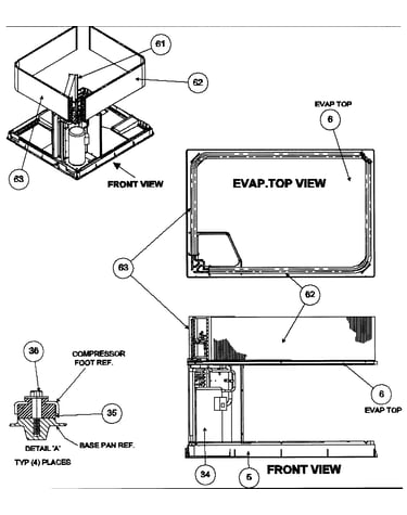 Evap top view/front view
