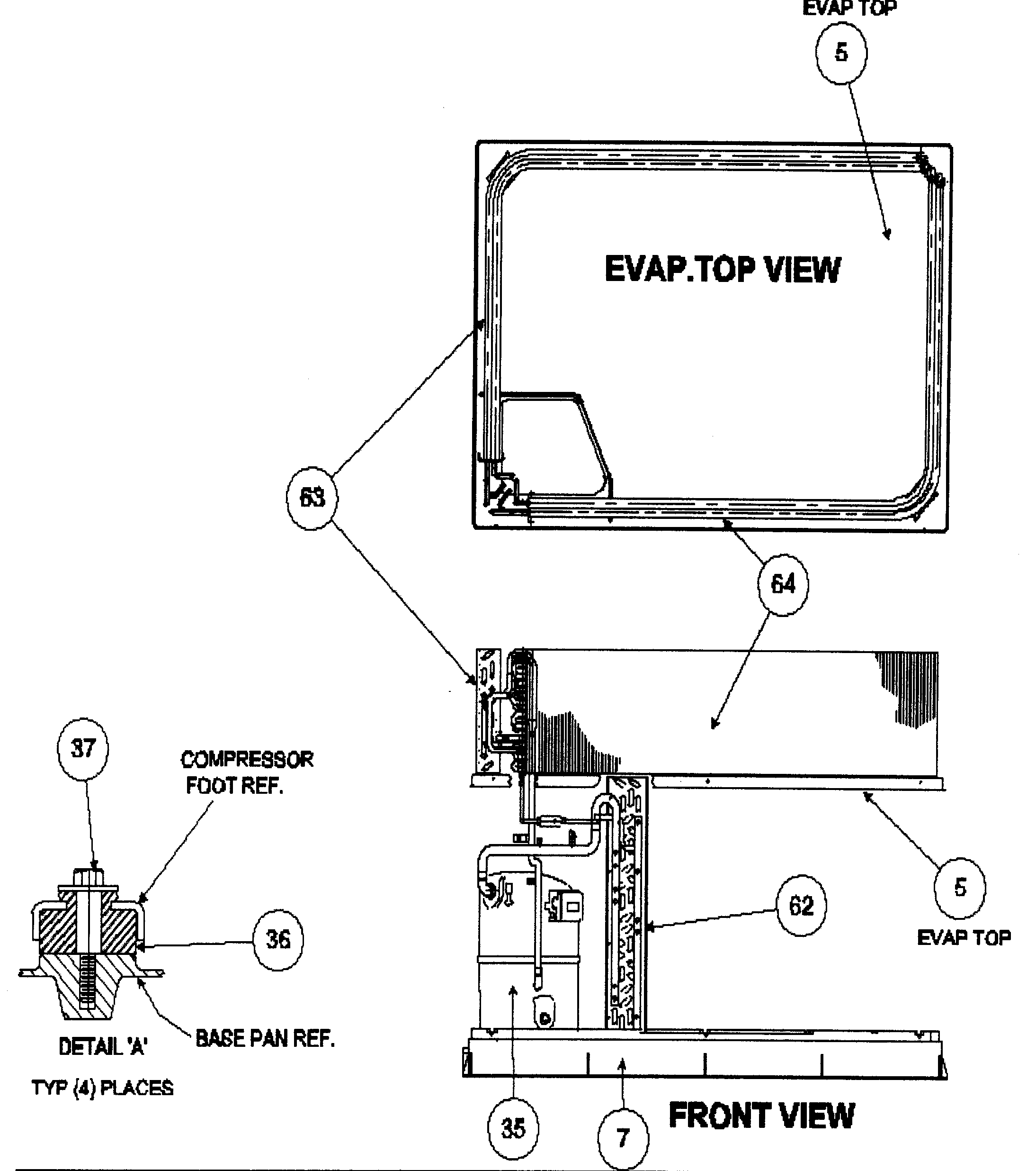 Evap top view/front view