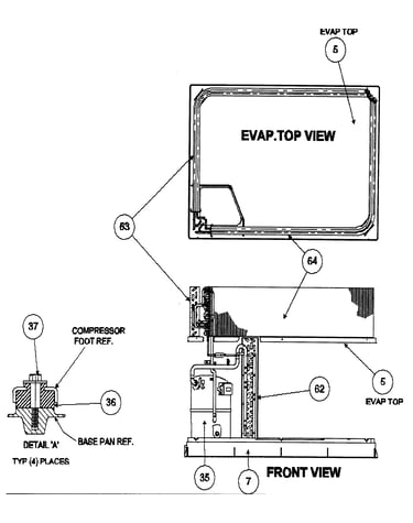 Evap top view/front view