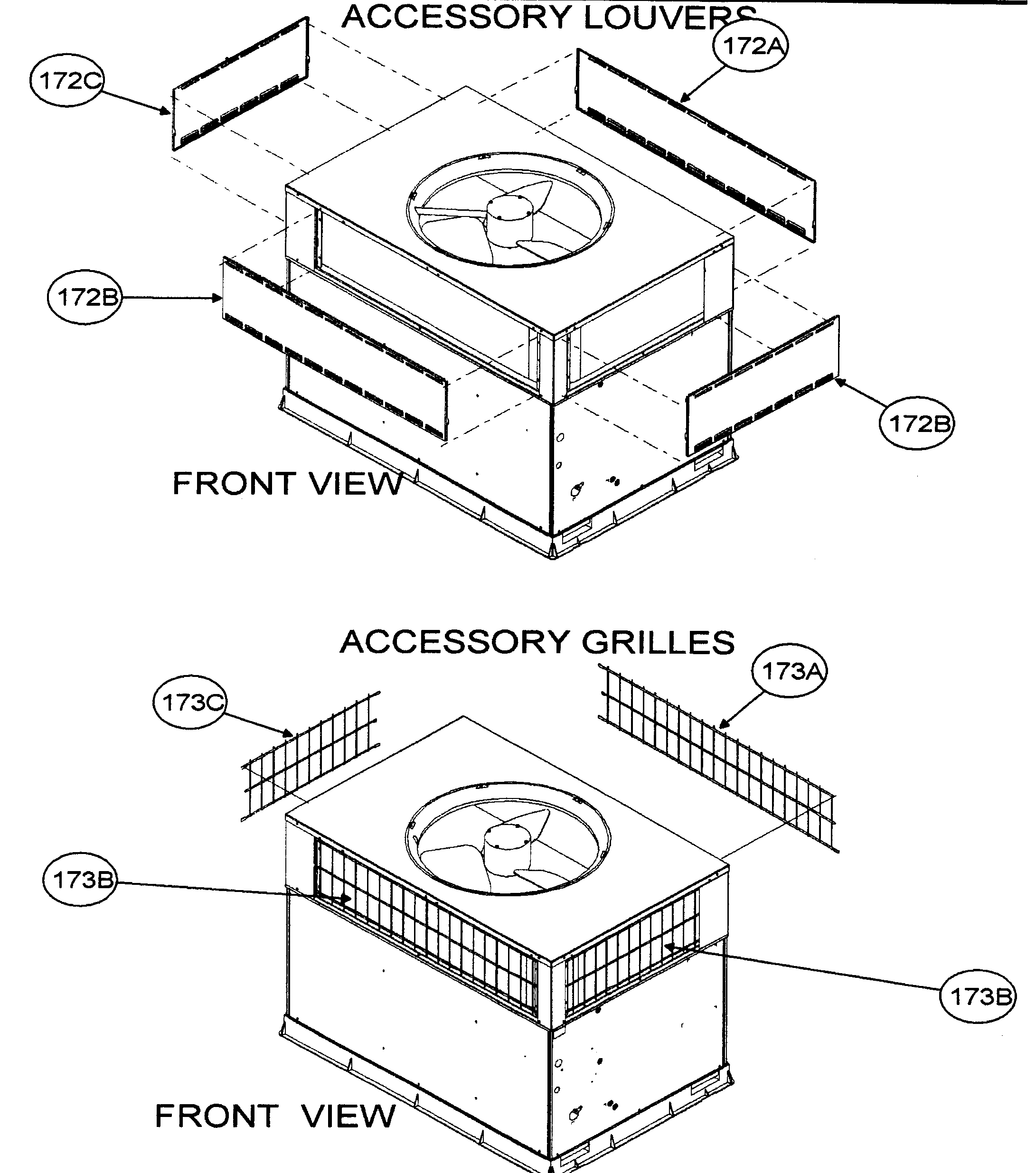 Accessory louvers/front view/accessory grilles