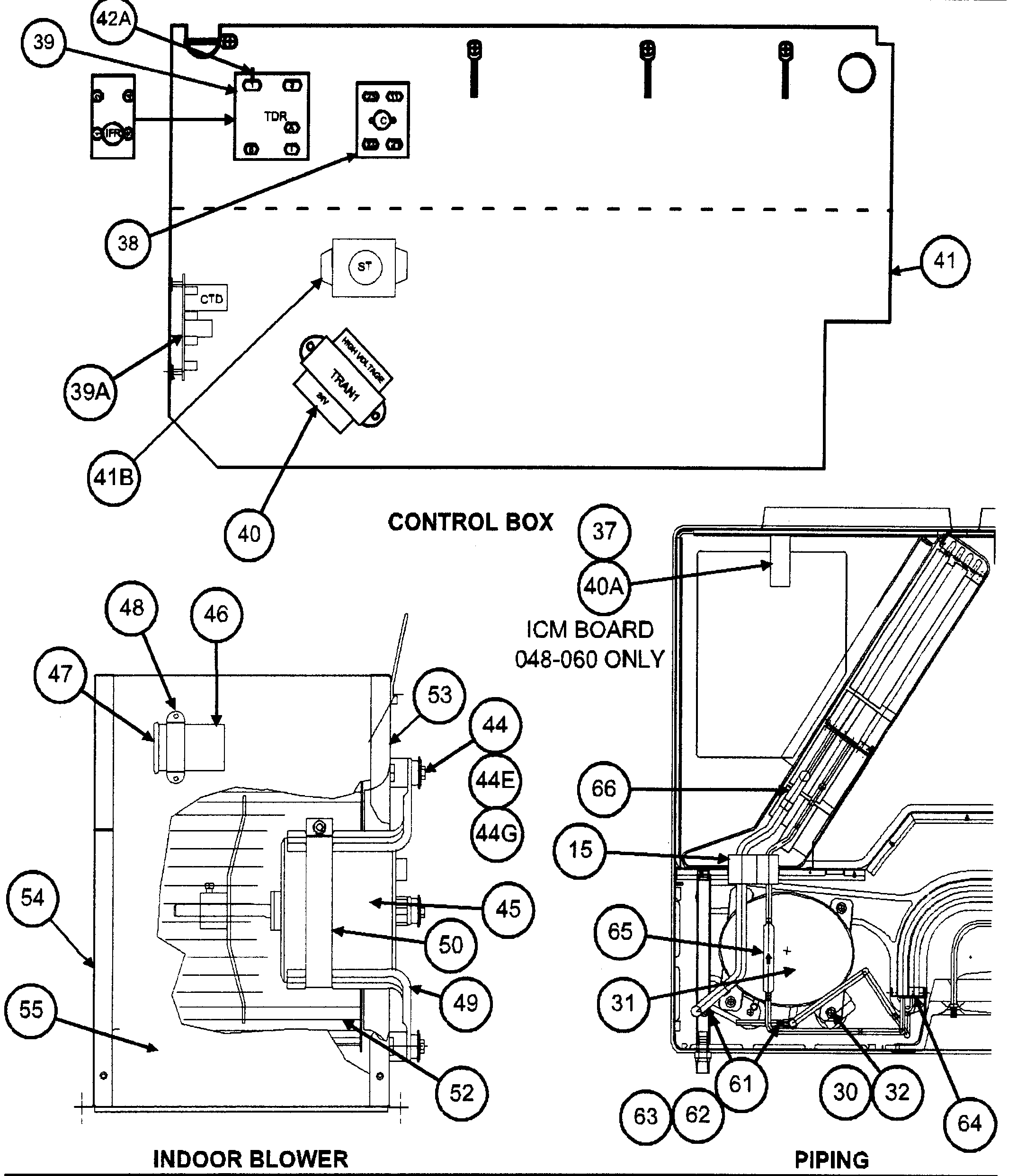 Control box/indoor blower/piping