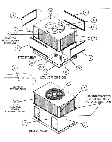 Front view/louver option/rear view