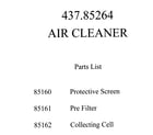 Kenmore 43785264 air cleaner diagram