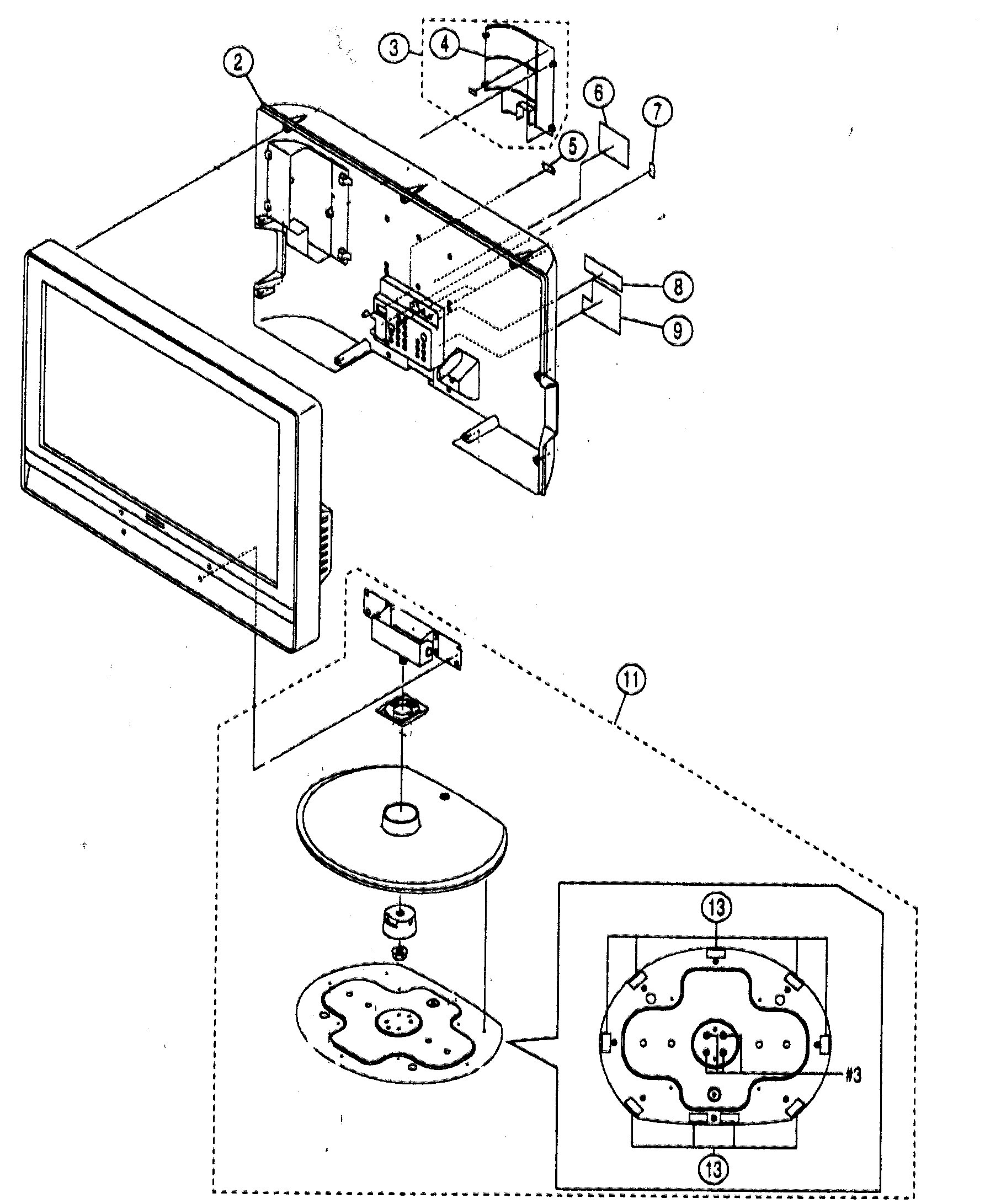 Rear cabinet/stand assy