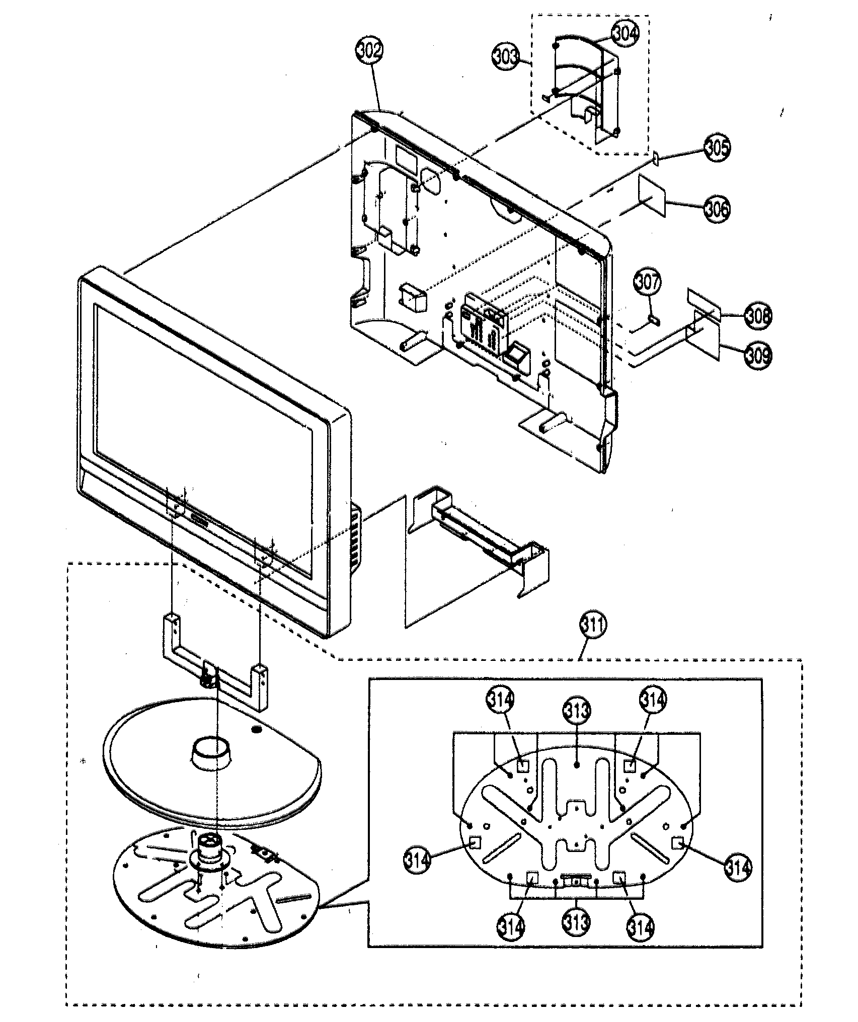 Rear cabinet/stand assy