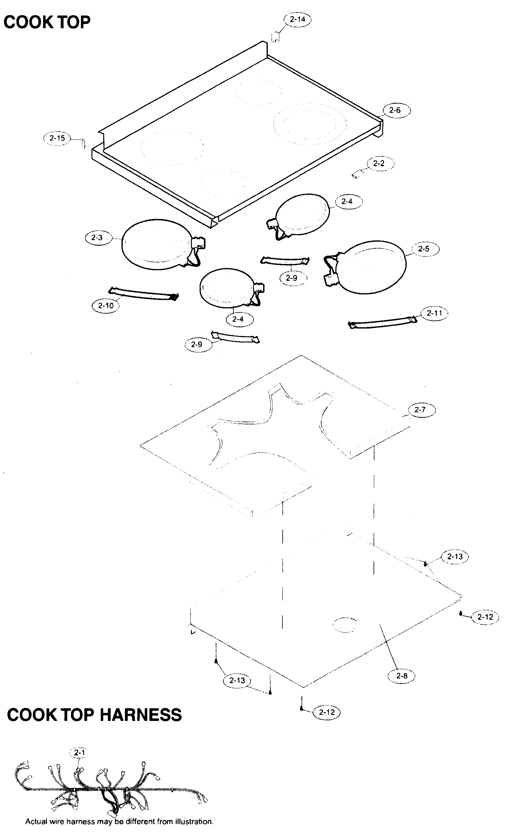 Cook top/cook top harness